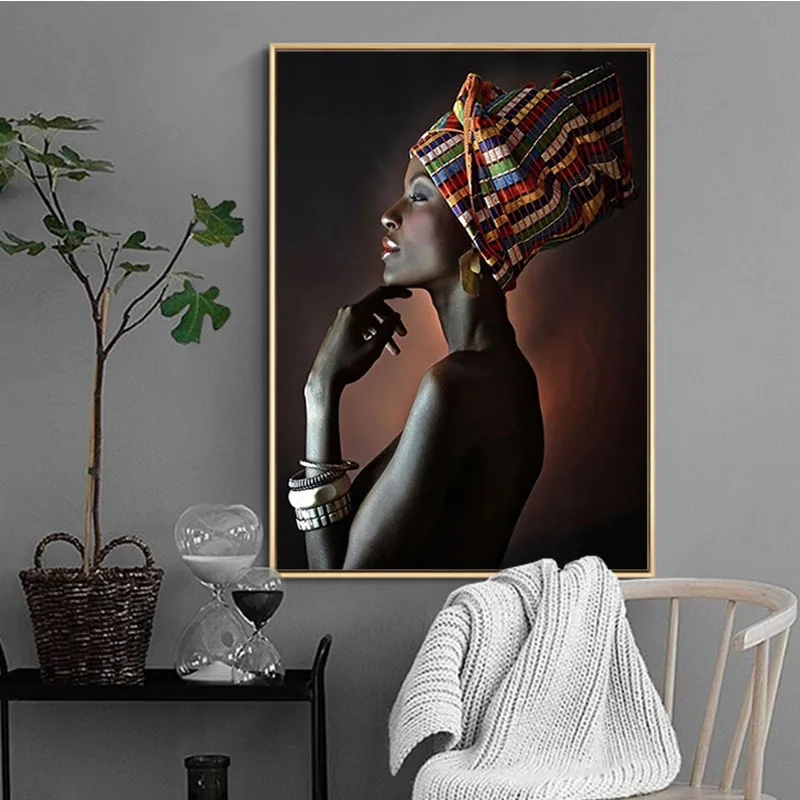 Африканская Обнаженная женщина индийская оголовье портрет холст живопись