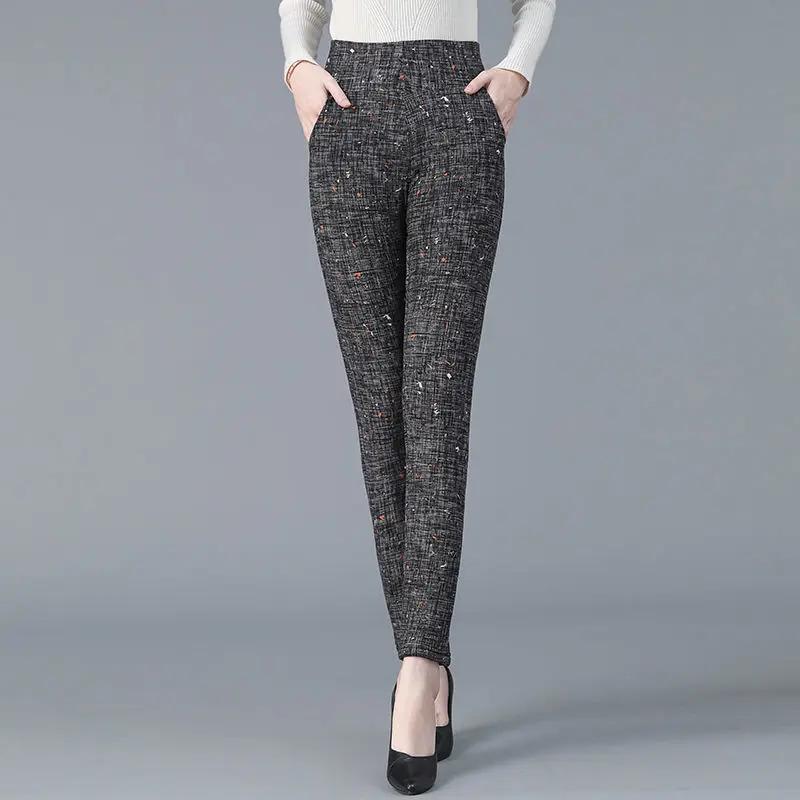 

NEW Women Velvet Fleece Lined Leggings Women Casual Slim High Waist Skinny Pants High Elastic Flowers Thick Warm Legging