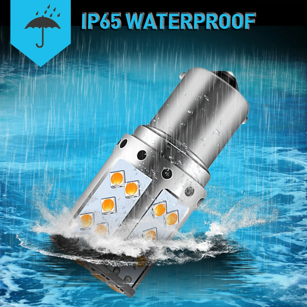 

2x T20 W21W WY21W LED Back Signal Light Bulbs 7440 7440NA Canbus Error Free No Hyper Flash 1600 Lumen Amber Yellow Super Bright