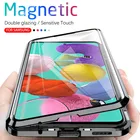Флип-чехол для Samsung Galaxy A51, A71, a515F, a715F, A 51, 71, двусторонний, с металлическими краями, стеклянный, полностью магнитный, 360 