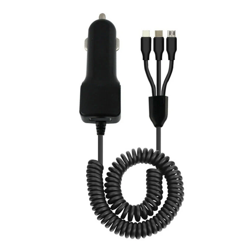 3 в 1 микро USB/type C/IOS быстрое автомобильное зарядное устройство адаптер для IPhone/Android