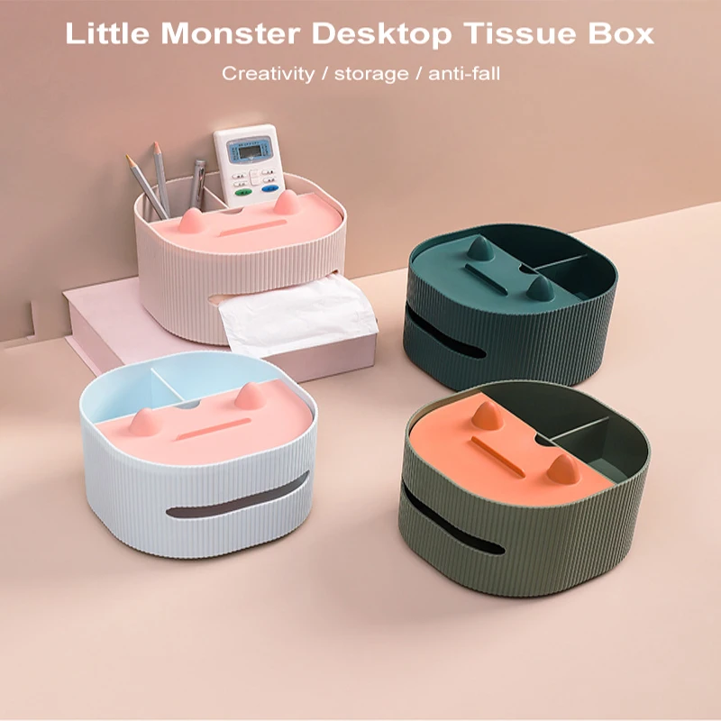 Tissue Box Multifunctional Pumping Paper Box Remote Control Storage Box Debris Sorting Box Home Living Room Coffee Table