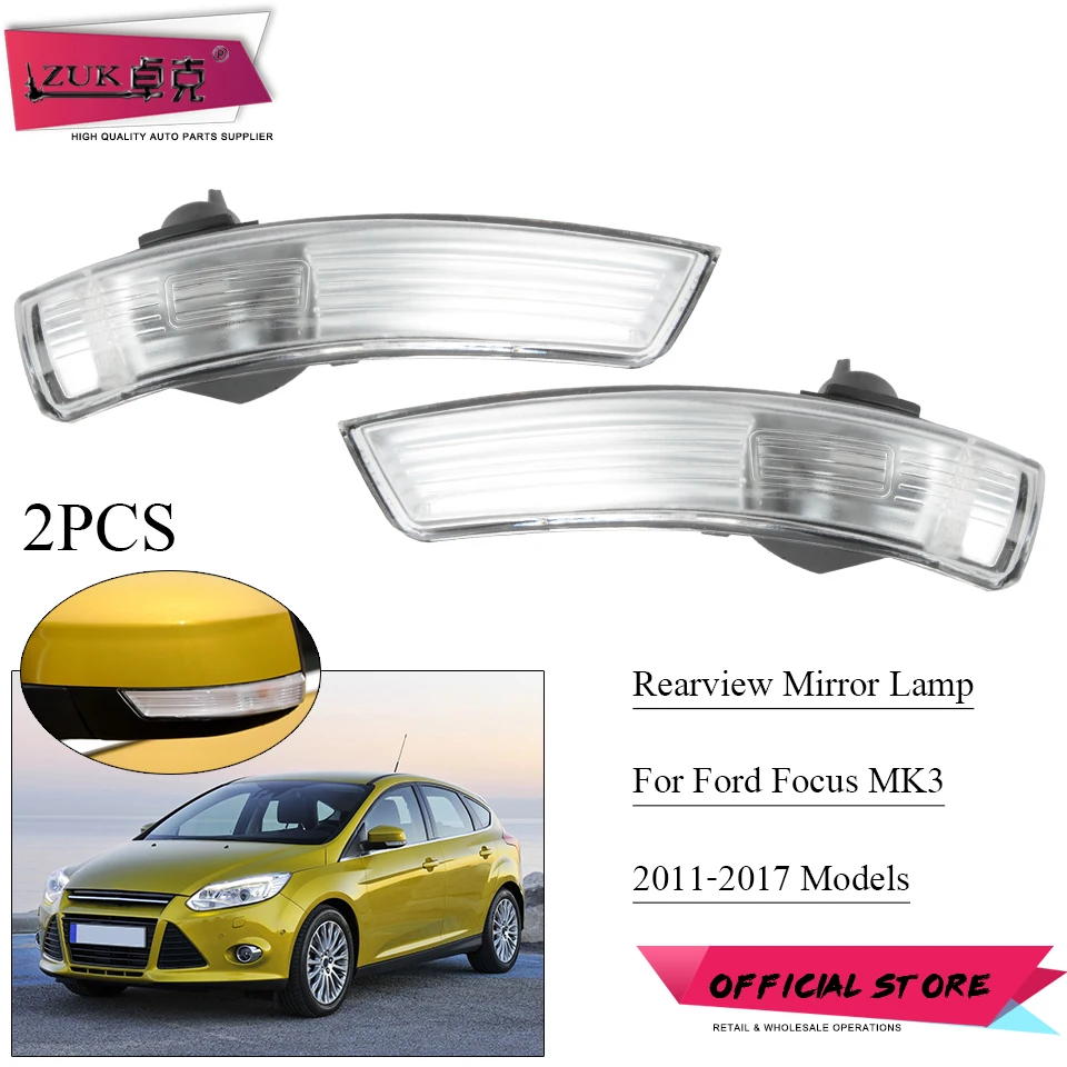 

ZUK 2PCS Outer Rearview Turn Signal Flasher Lamp For Ford Focus 2012 2013 2014 2015 2016 2017 2018 Rear View Mirror Turn Light