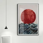 Абстрактная Картина на холсте с изображением японского восхода солнца, скандинавский морской пейзаж, плакаты и принты, настенные картины для гостиной, домашний декор