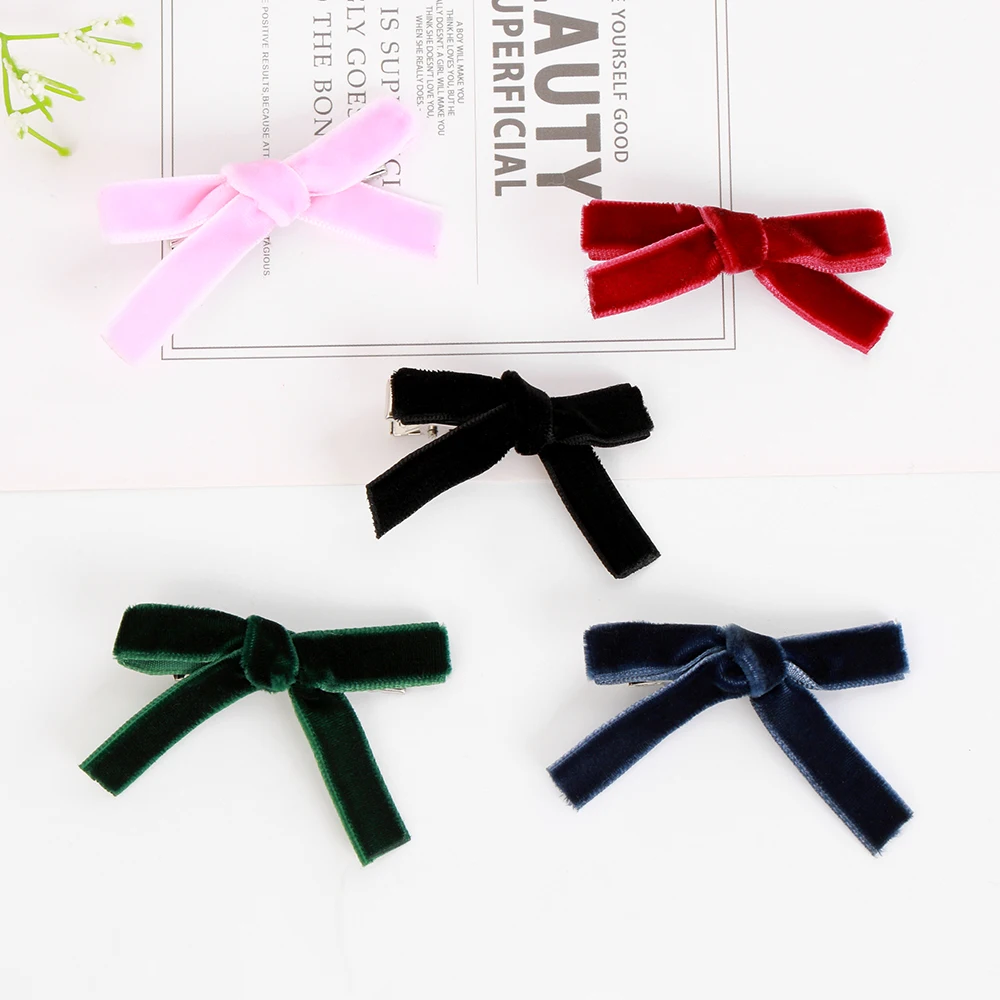 Комплект из 2 предметов новые милые женские дети мода с бархатным бантом заколки