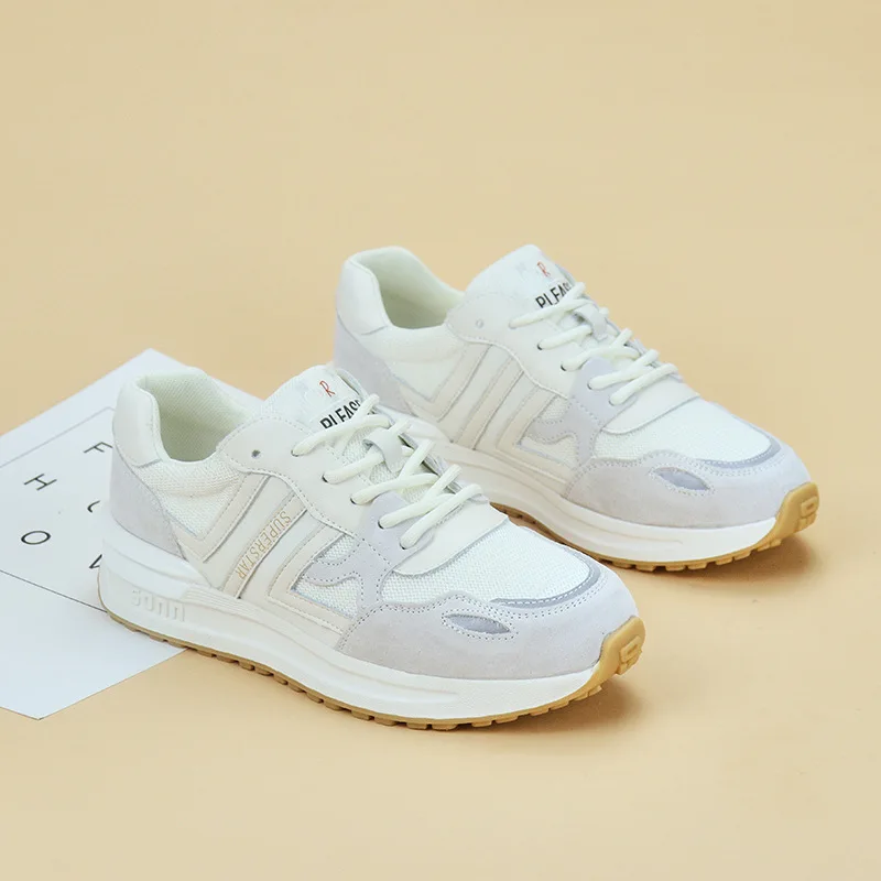 

Женские текстильные кроссовки, дышащие, на шнуровке, удобная обувь для бега, белые