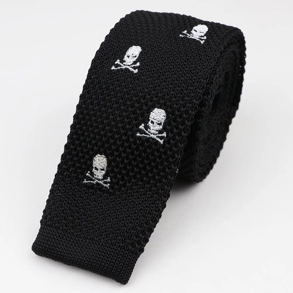 Милый Вязаный Галстук с мультяшной вышивкой череп собака велосипед звезда якорь