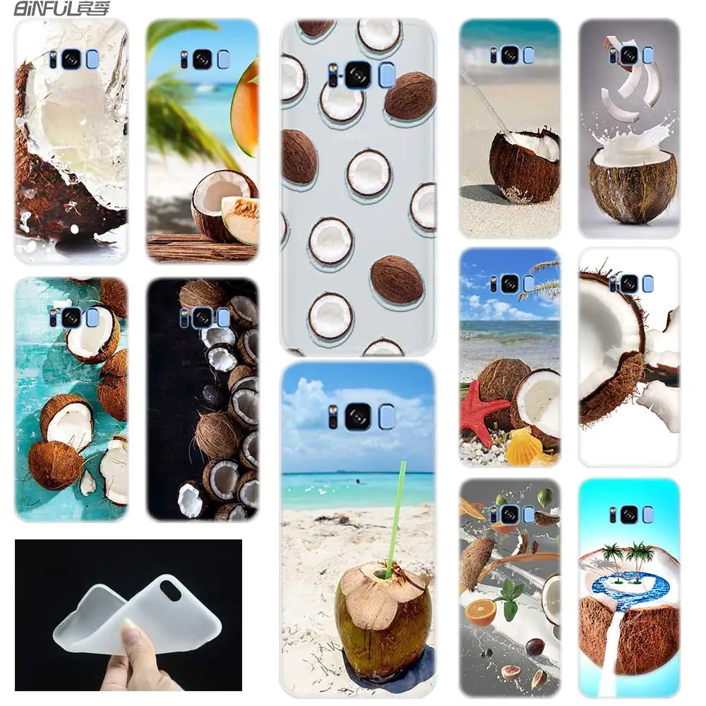Мягкий силиконовый чехол для Samsung S30 S20 S11 S10 S9 S8 Plus lite 11e 10e Uitra S7Edge фрукты кокос на