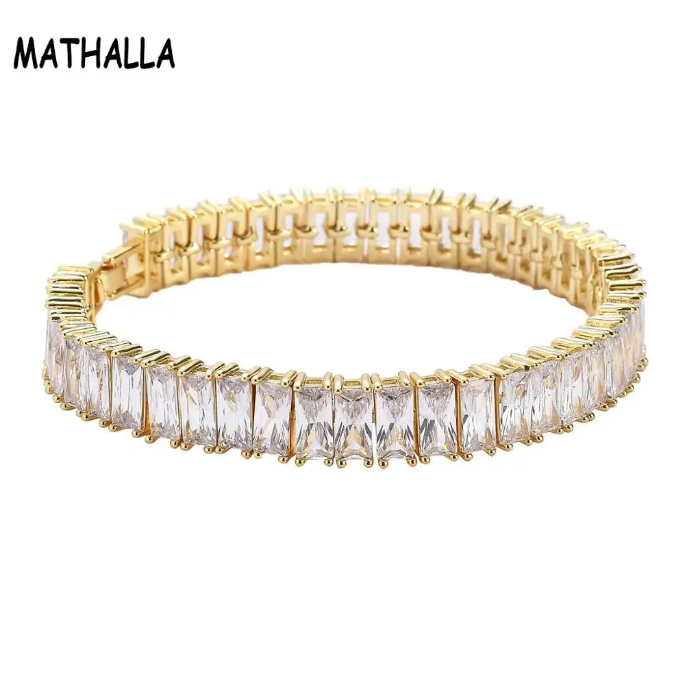 

MATHALLA 10mm Tennis Chain Bracelet High Quality Single Row Cubic Zircon Gold/Silver Hip Hop Bracelet Men’s Jewelry