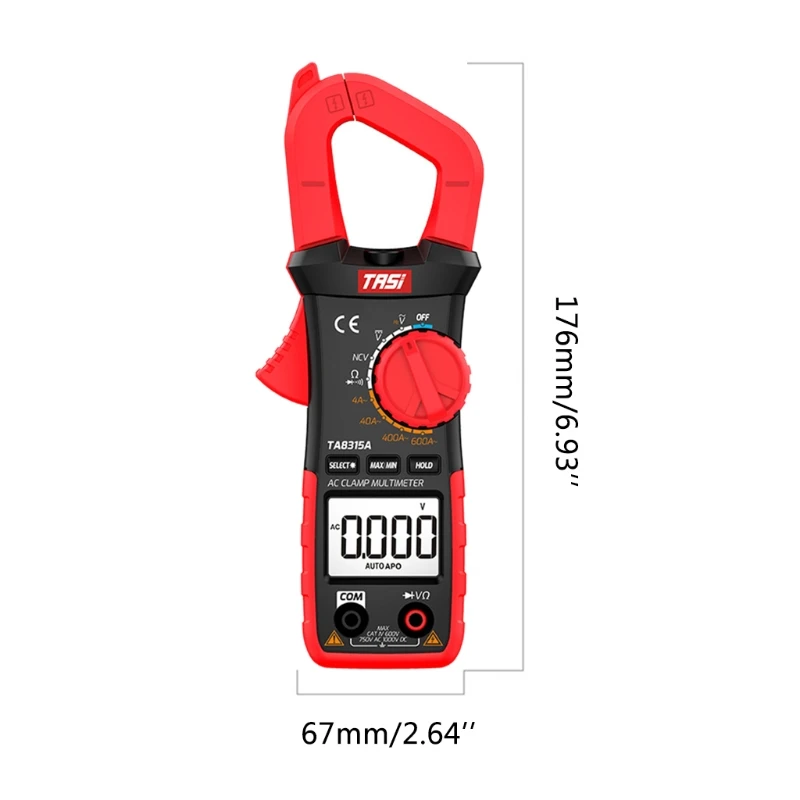

TA8315A AC 0-600A DC1000V AC750V Clamp Meter True Rms NCV Diode Multimeter with Flashlight Backlight