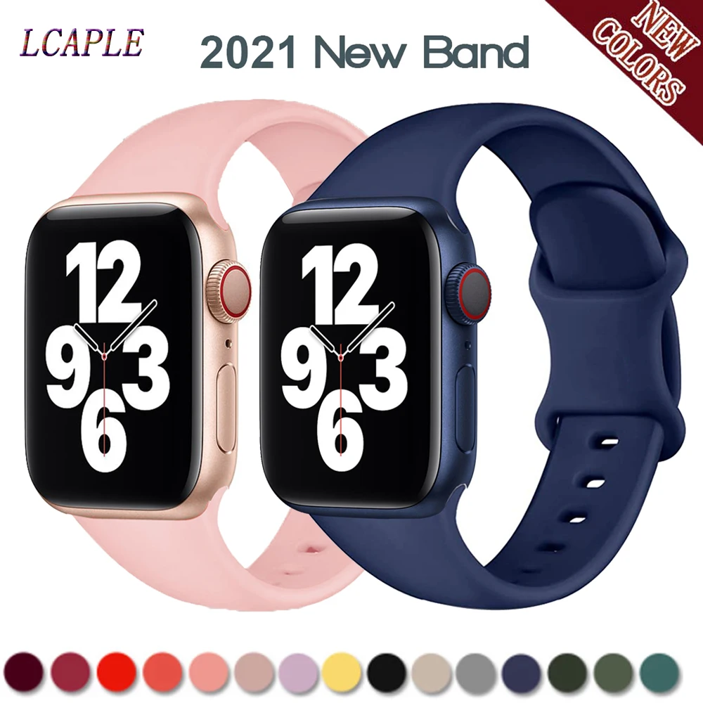 

Ремешок силиконовый для Apple Watch Band 44 мм 40 мм 38 мм 42 мм, резиновый браслет для смарт-часов, аксессуары для IWatch 3 4 5 6 se