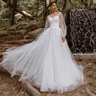 Кружевное свадебное платье LORIE с пышными рукавами, модель 2021 года, элегантные женские платья, а-силуэт, корсет на спине, свадебные платья принцессы