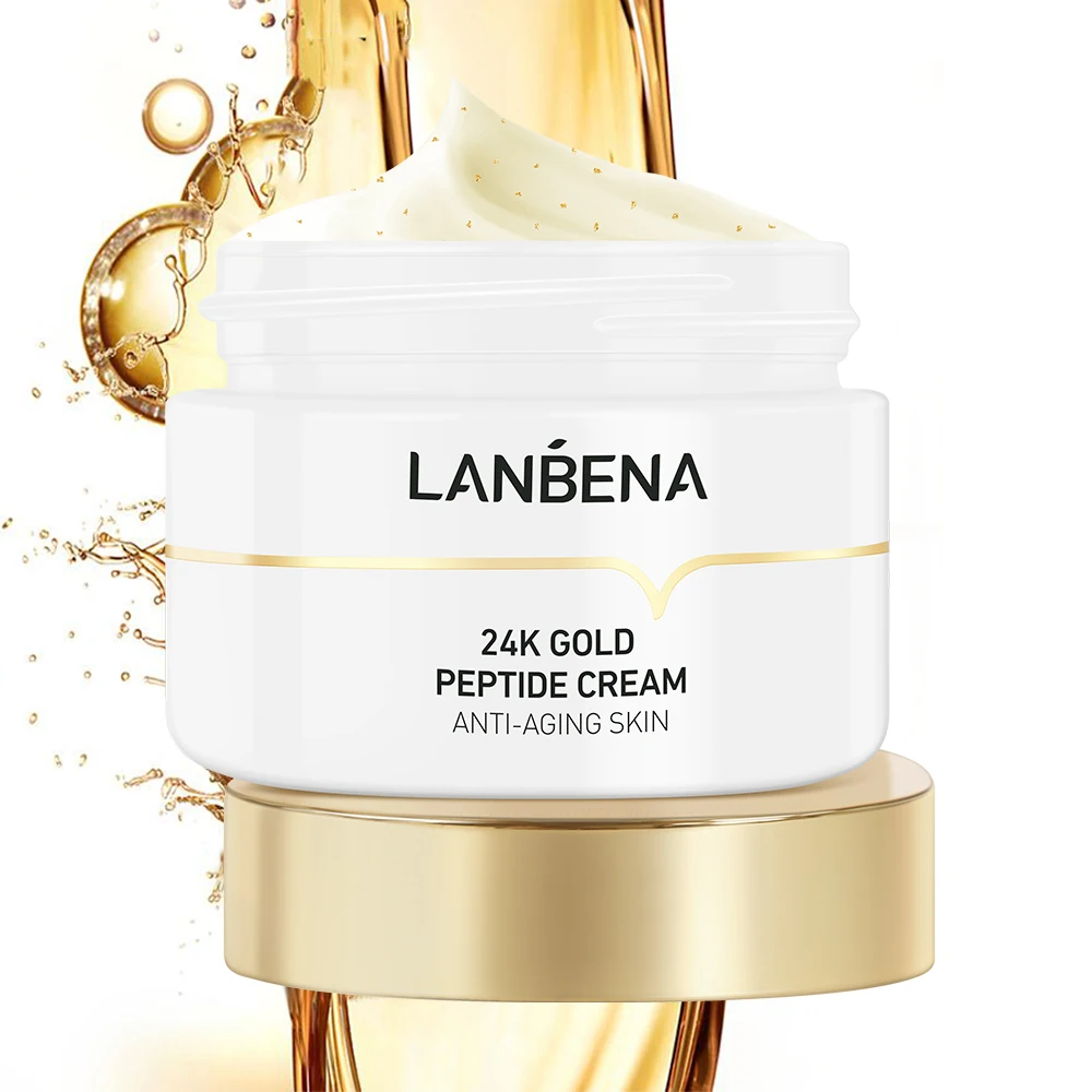 

LANBENA Peptide Wrinkle Facial Cream 24k Gold Anti Aging Skin Moisturize Minimize Fine Lines Effectively Increases Elasticity50G