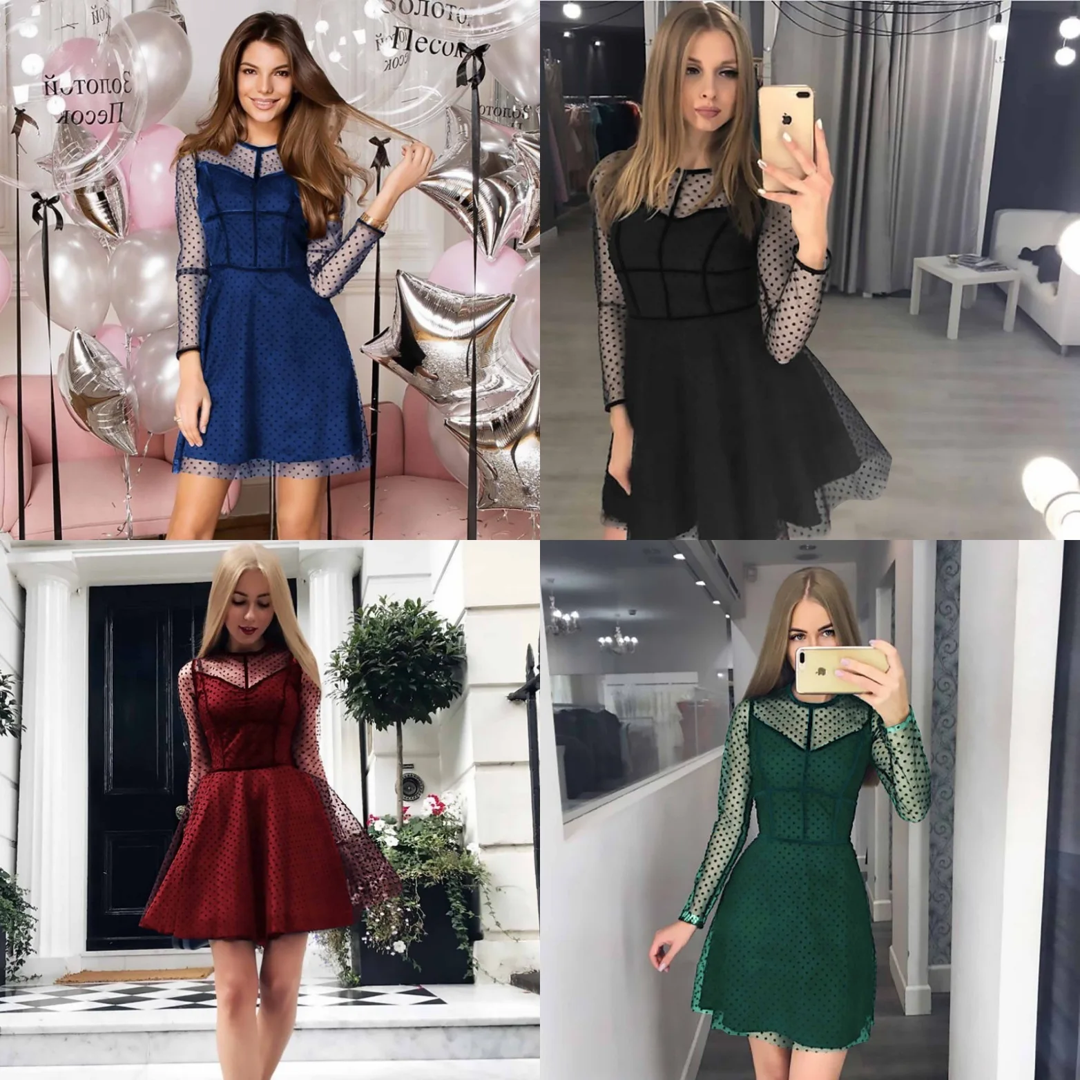 BacklakeGirls Мини коктейльные платья из тюля с овальным вырезом и длинными рукавами, женские Коктейльные Вечерние платья с молнией сзади