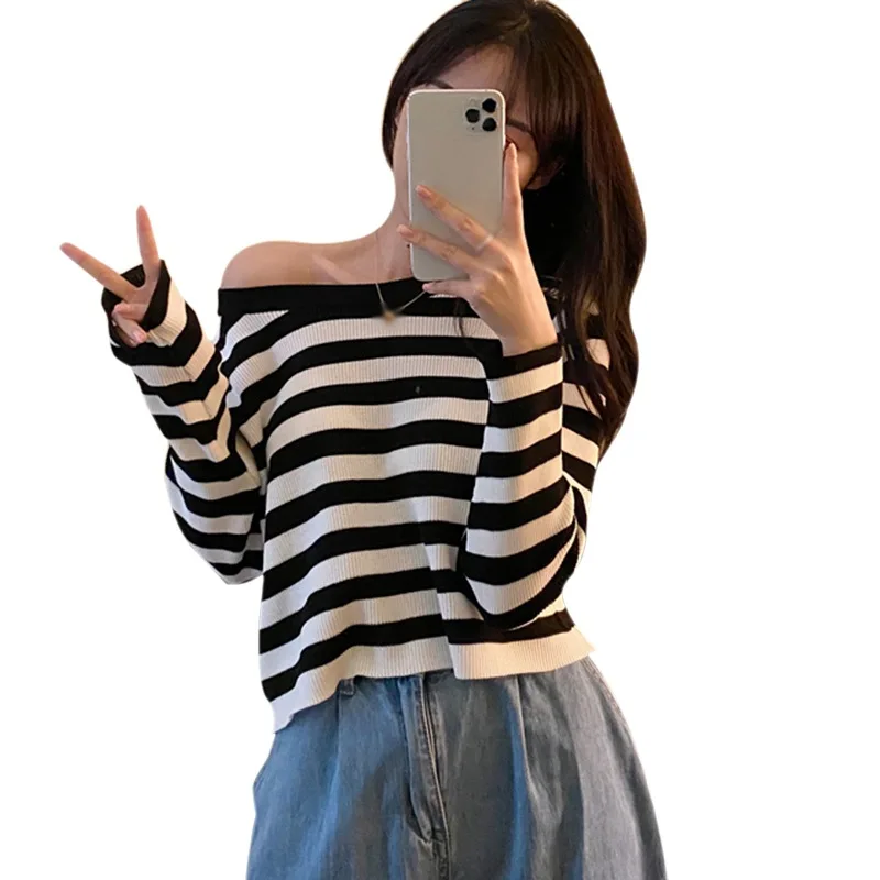 

Pullover Stitching Long-sleeved Sweater Women's Thin Sunscreen Blouse 2021