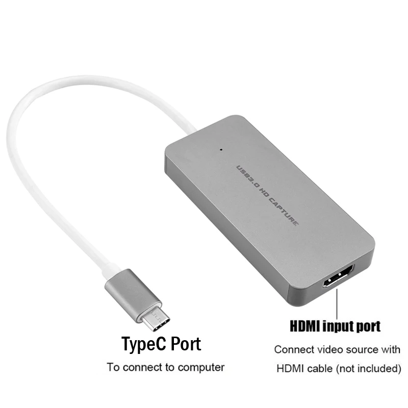 USB 3,0 TypeC Карта видеозахвата HDMI к USB3.0 ТВ коробка видеокамера игра прямая потоковая запись ключ для PS3 PS4 XBox one телефон