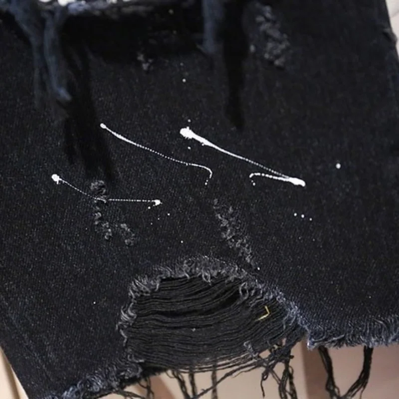 Мужские корейские разноцветные рваные клетчатые повседневные спортивные брюки