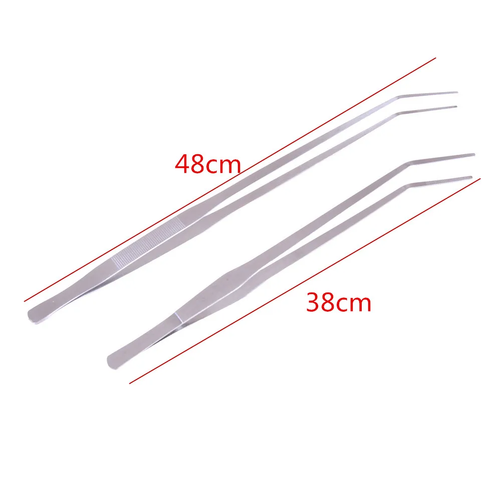 

38cm/48cm Aquarium Live Tank Straight Curve Plant Tweezers Long Tongs Stainless Steel Plant Shrimp Reef Tank Crooked Tweezer