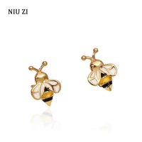 vintage metal stud earrings for women purple bee shape creative piercing earrings valentines day female gift factory wholesale