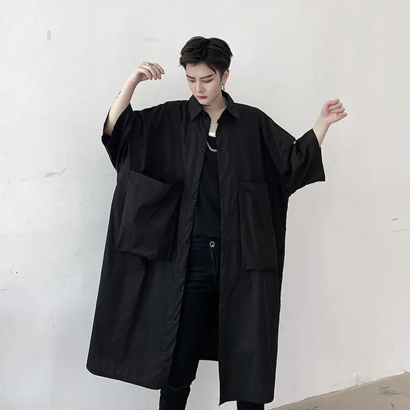 Мужская рубашка с большим карманом и коротким рукавом Jr летняя длинная в стиле