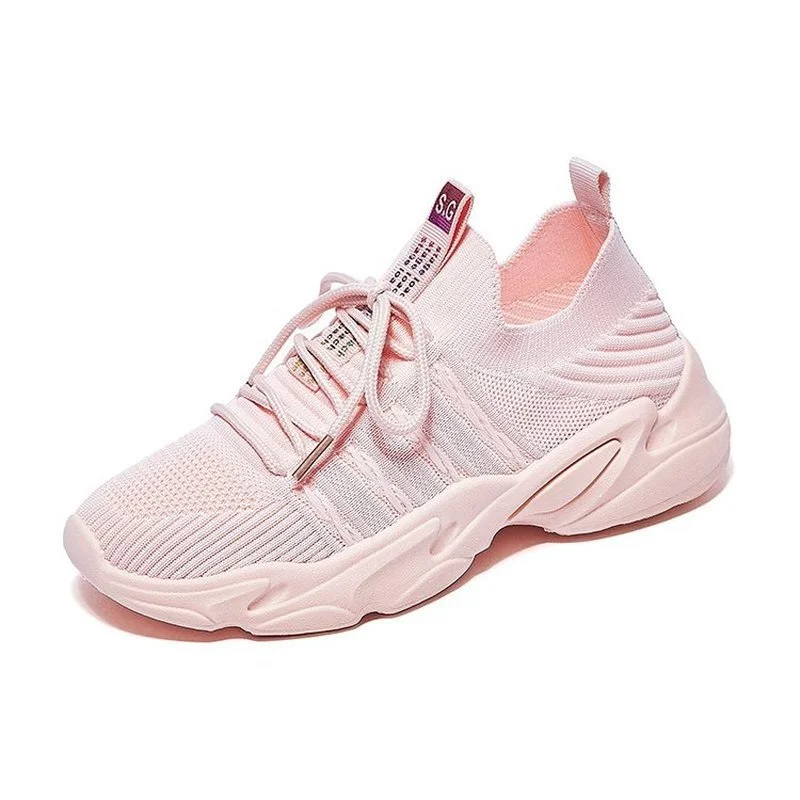 

New Women's Sports Shoes Spring and Summer New Breathable Knitted Casual Sports Thick-soled Vulcanized Shoes Loafers Sneaker