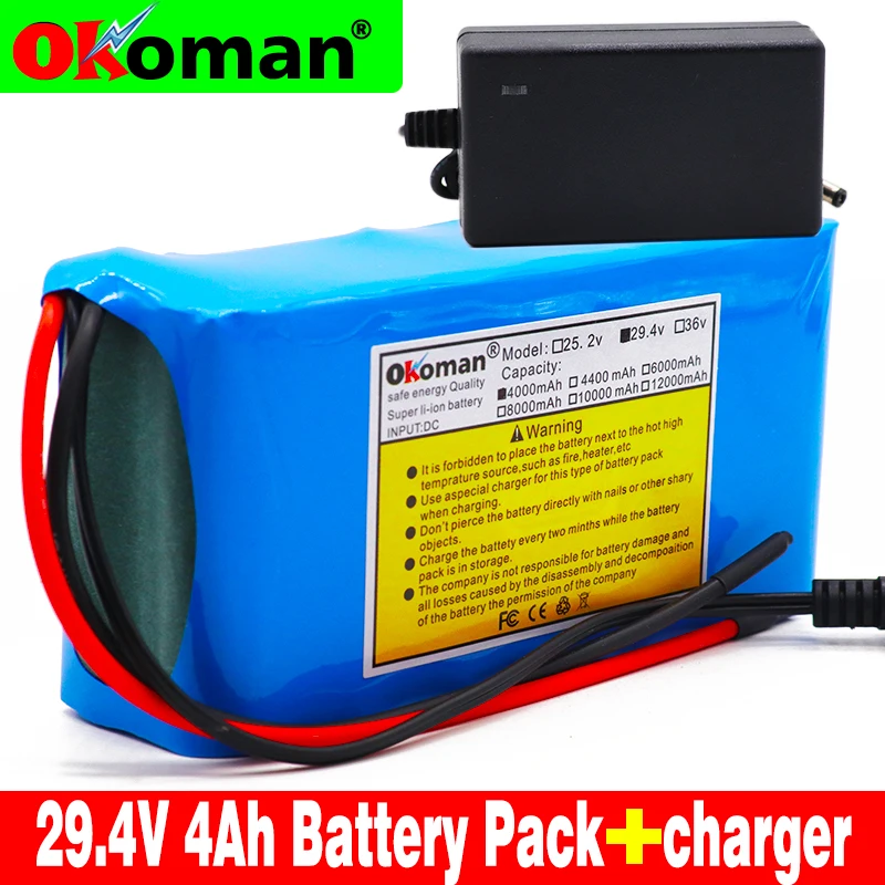 24V 4Ah 7S2P 18650 Батарея литий-ионный аккумулятор 29 4 4000 мАч Электрический велосипед