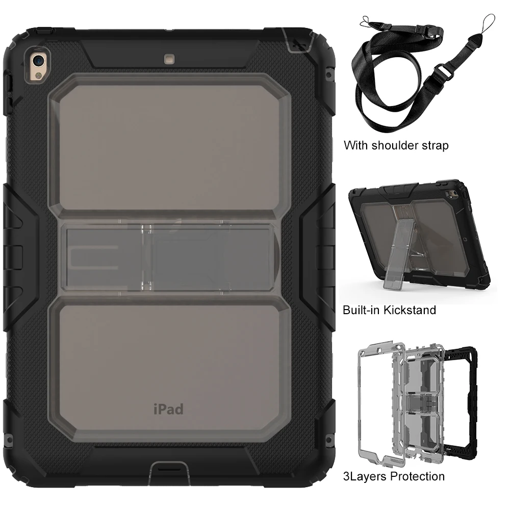 7 Kids Shockproof Case for iPad Air 3 Pro 10.5 Coque Three Layer Shockproof Rugged Case 360 Degree Hand Shoulder Strap Cover - Цвет: 7