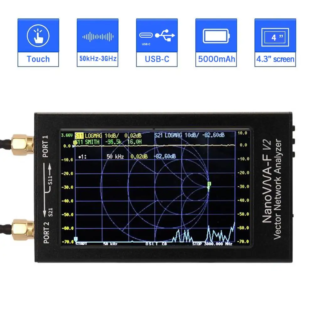 Векторный анализатор сети NanoVNA-F V2 цифровой нано-тестер VNA HF VHF UHF USB логической