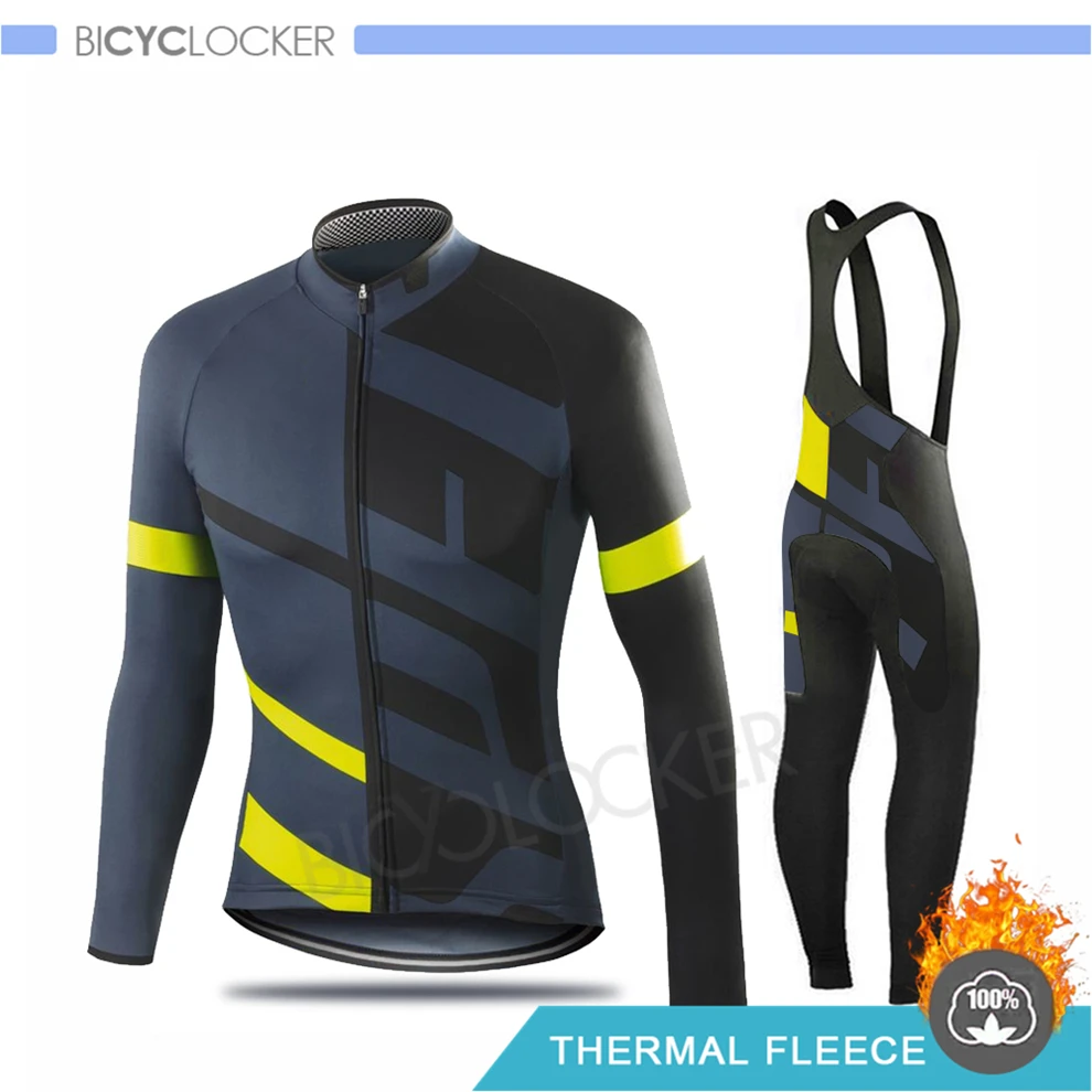 Зимние комплекты Джерси для велоспорта одежда теплая флисовая форма гоночного