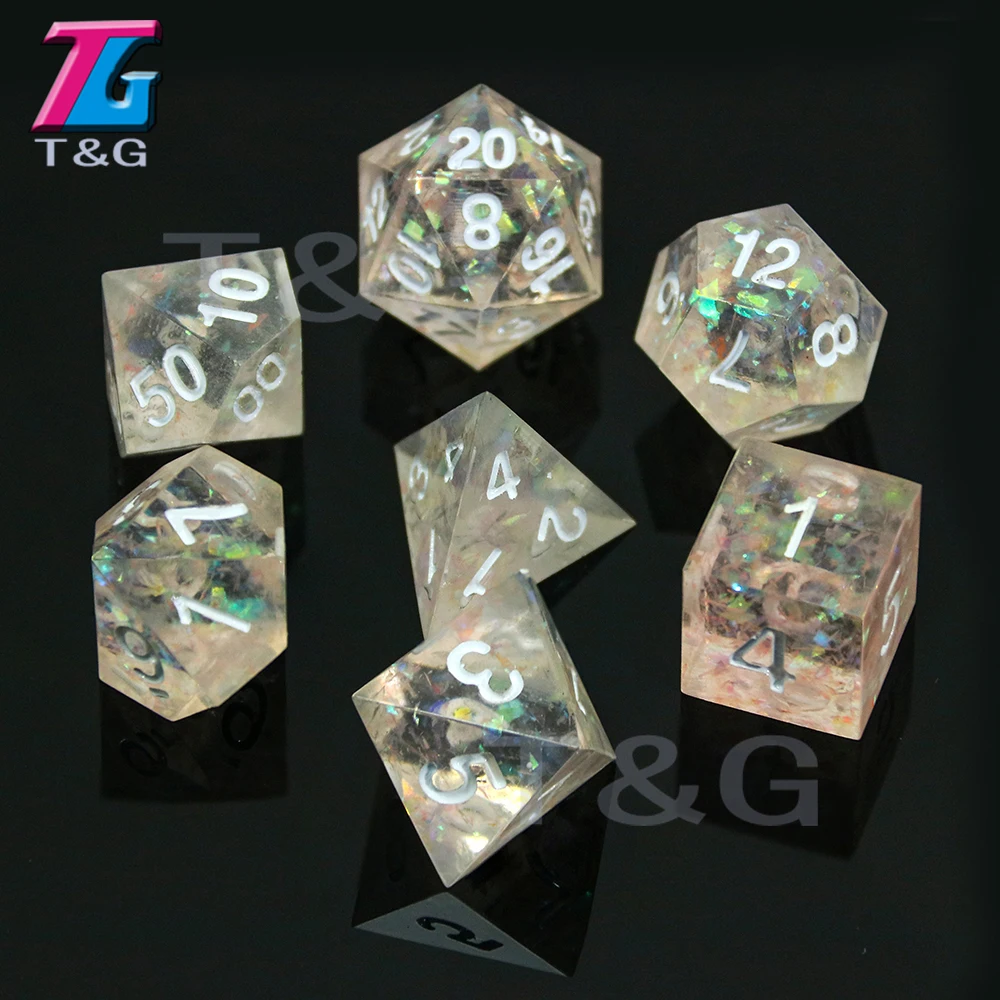 Новый Нежный красочный острый край и красивые кости набор 7 шт./компл. D4 D20 с DND RPG