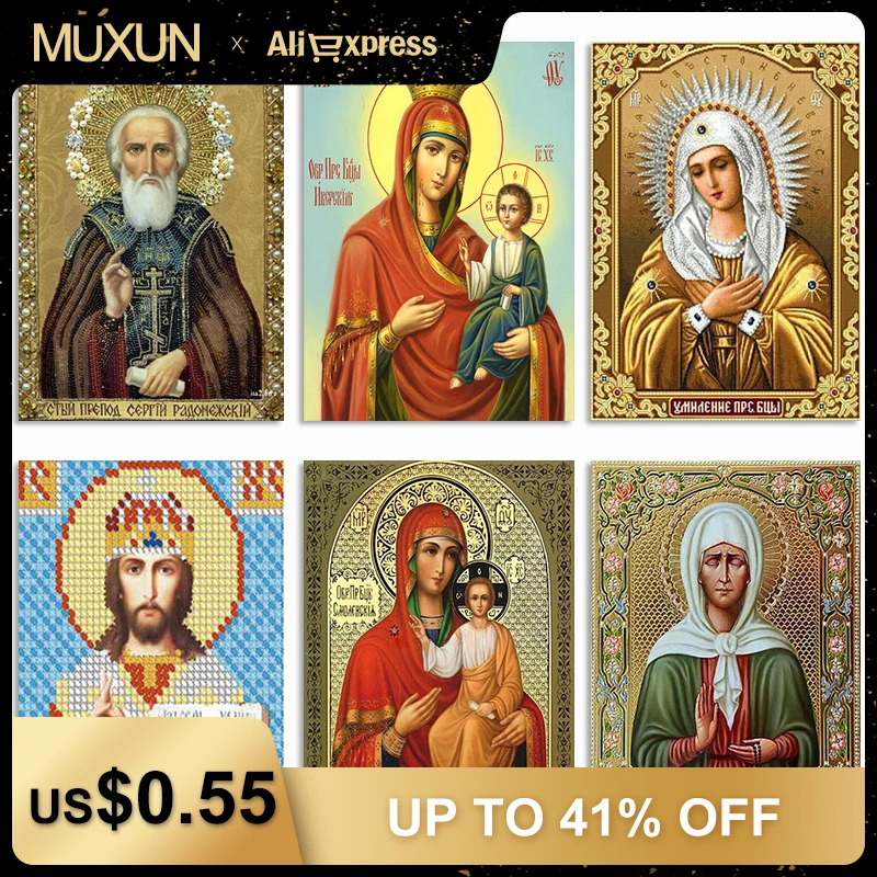 Полный 5D Daimond картина Mary & Little Jesus 3D Алмазная круглые стразы вышивка религия икона