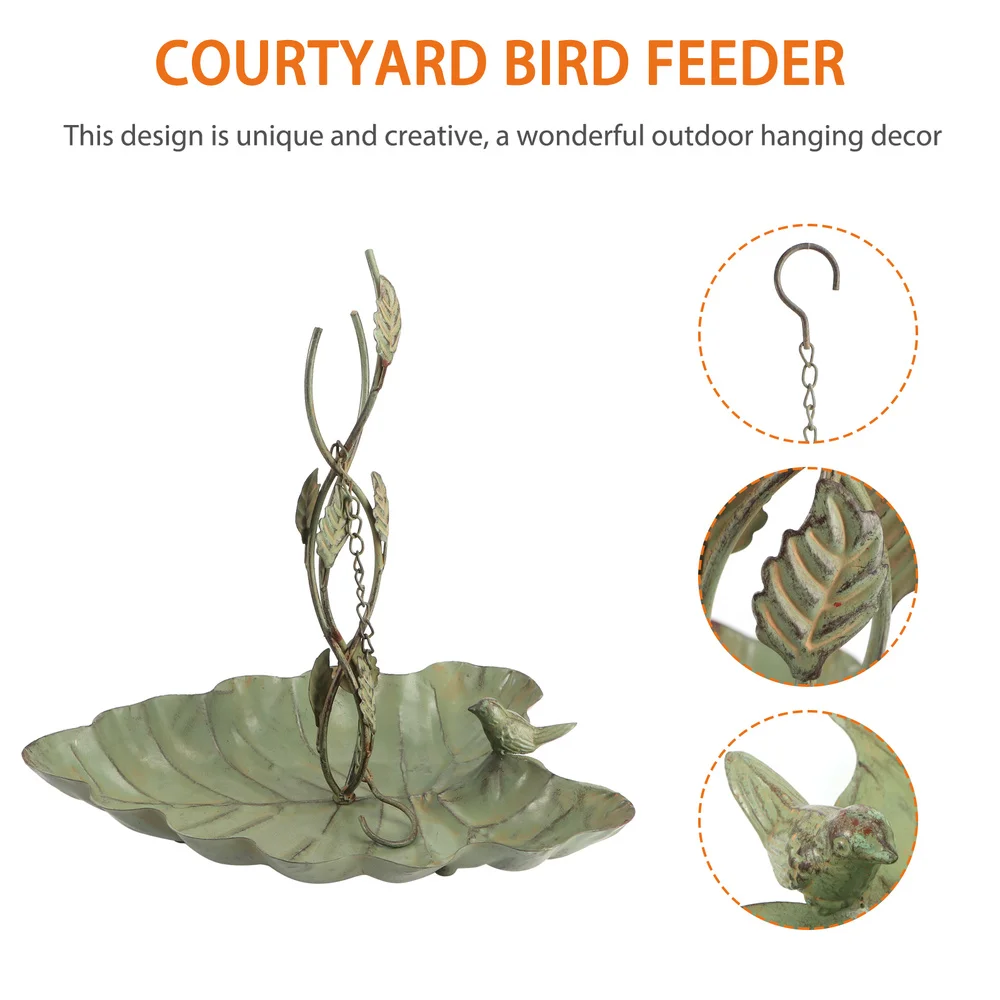 

1PC Iron Art Vintage Bird Feeder Leaf Shape Bird Feeder Water Feeder Pendant