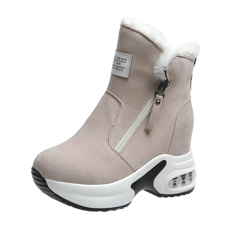 

Женские зимние ботинки, модель 2021 года, зимняя модная теплая обувь с высоким плюшем, легкая в носке Женская Белая обувь на молнии, женские бо...