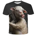 2020 Новая летняя футболка Мужская Уличная смешная овечка с коротким рукавом футболки для девочек; Топы с рисунками животных; Сезон весна-осень повседневные 3D Футболка с принтом