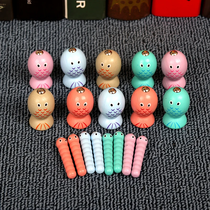 Wooden Kids Educational Toys Magnetic Bug Fishing Math Game Color And 0-10 Digital Cognition Montesori Toy | Игрушки и хобби