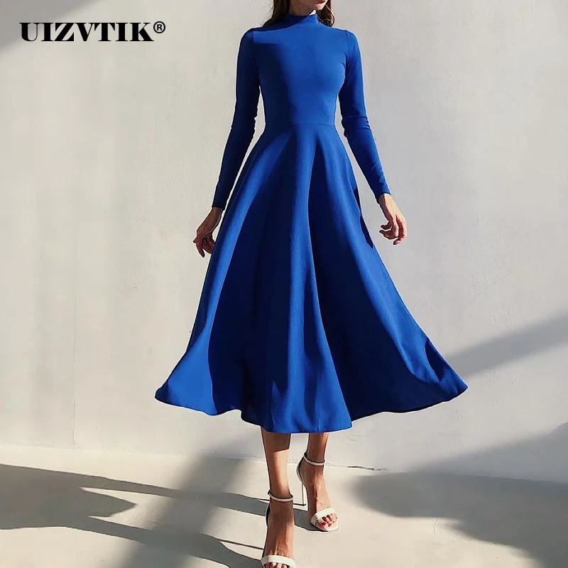 

Sexy Long Evening Party White Dress Women 2021 Autumn Elegant Turtleneck Long Sleeve High Waist Ball Gown Maxi Dresses Female