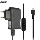 Raspberry Pi 3 USB-кабель постоянного тока 5 в 2,5 А с переключателем, кабель Micro USB, зарядное устройство, источник питания переменного тока для Raspberry Pi 4 5 в 3 А, кабель Type C