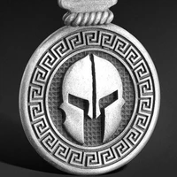 gladiator helmet round pure tin pendant necklace men vintage spartan jewelry on the neck vintage totem tag man chain necklace