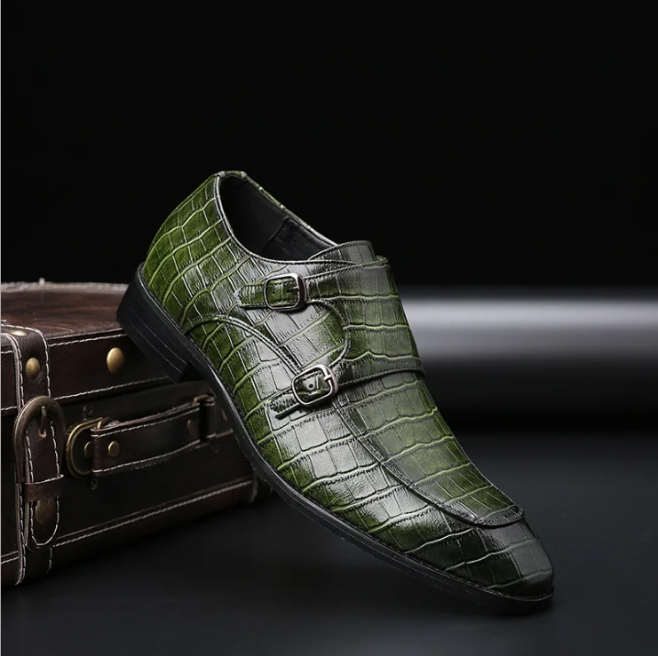 

Men Shoes New Fashion Handmade Pu Leather Slip-on Dress Shoes Casual Stylish All-match Monk Strap Shoes Zapatos De Hombre HB261
