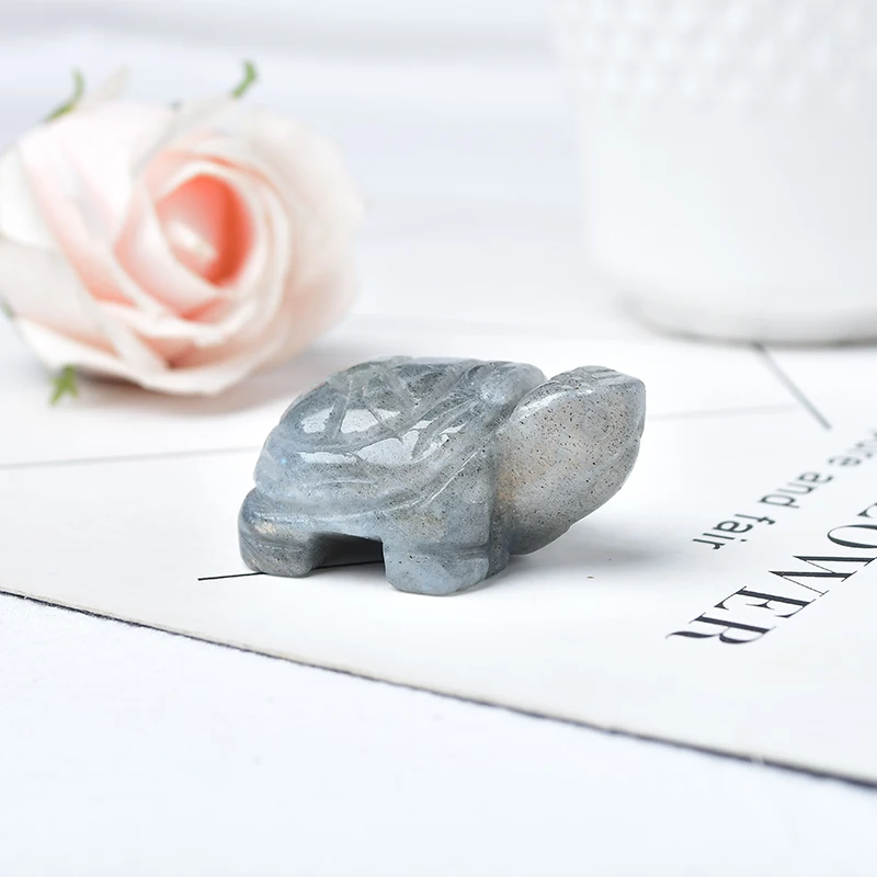 

1PC Natural Stone Carved Labradorite Tortoise Animals Healing Stone Home Figurine Decor Fish Tank Crafts Small Decoration