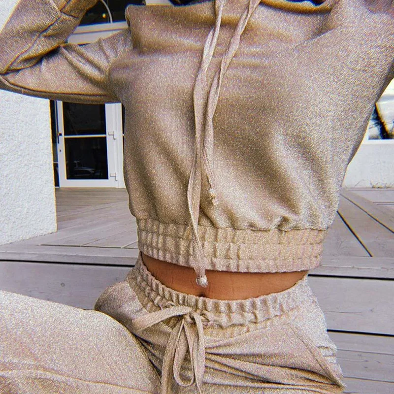 2019 женские наборы свитшотов из 2 предметов повседневные однотонные топы