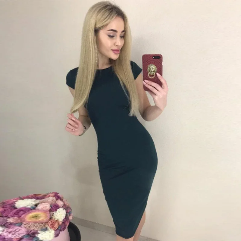 Повседневная Женская одежда однотонное хлопковое тонкое платье с коротким