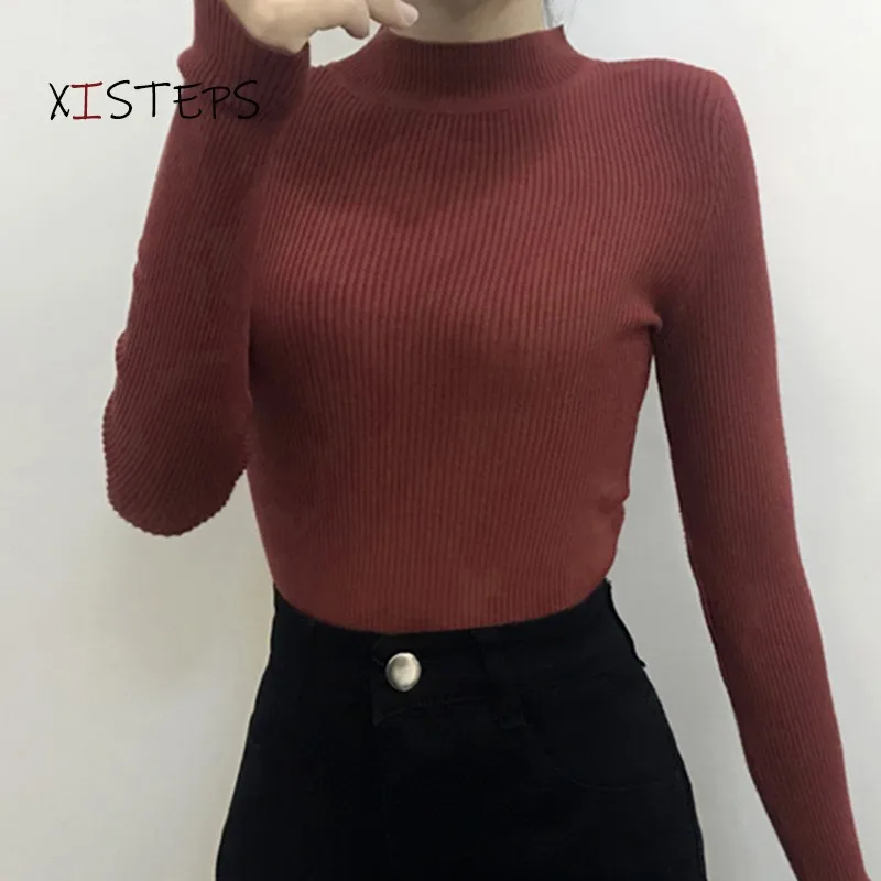 

Женский трикотажный свитер, базовые пуловеры с длинным рукавом, универсальные вязаные топы, Женский стрейчевый джемпер, вязаный свитер, вес...