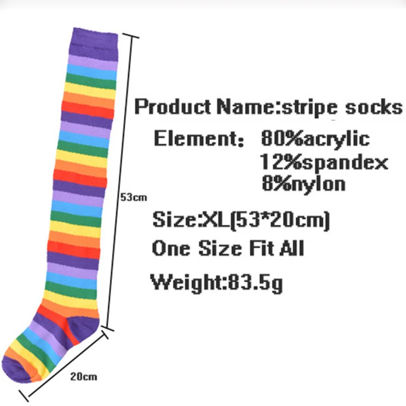 

1 Pair European And American Trend Rainbow Stripes long Paragraph long Tube Was Thin Over The Knee legs ladies Socks