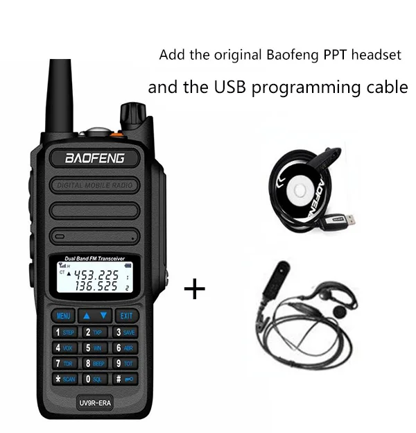 IP68 Водонепроницаемая рация дальность действия 25 км baofeng uv-9r ERA plus cb ham Радио hf приемопередатчик UHF VHF радиостанция - Цвет: add headset cable
