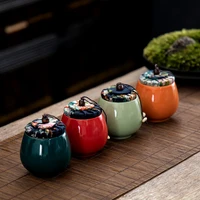 1pcs vintage ceramic tea cans jar portable travel tea storage caddy container mini sealed tank packaging box teaware accessories