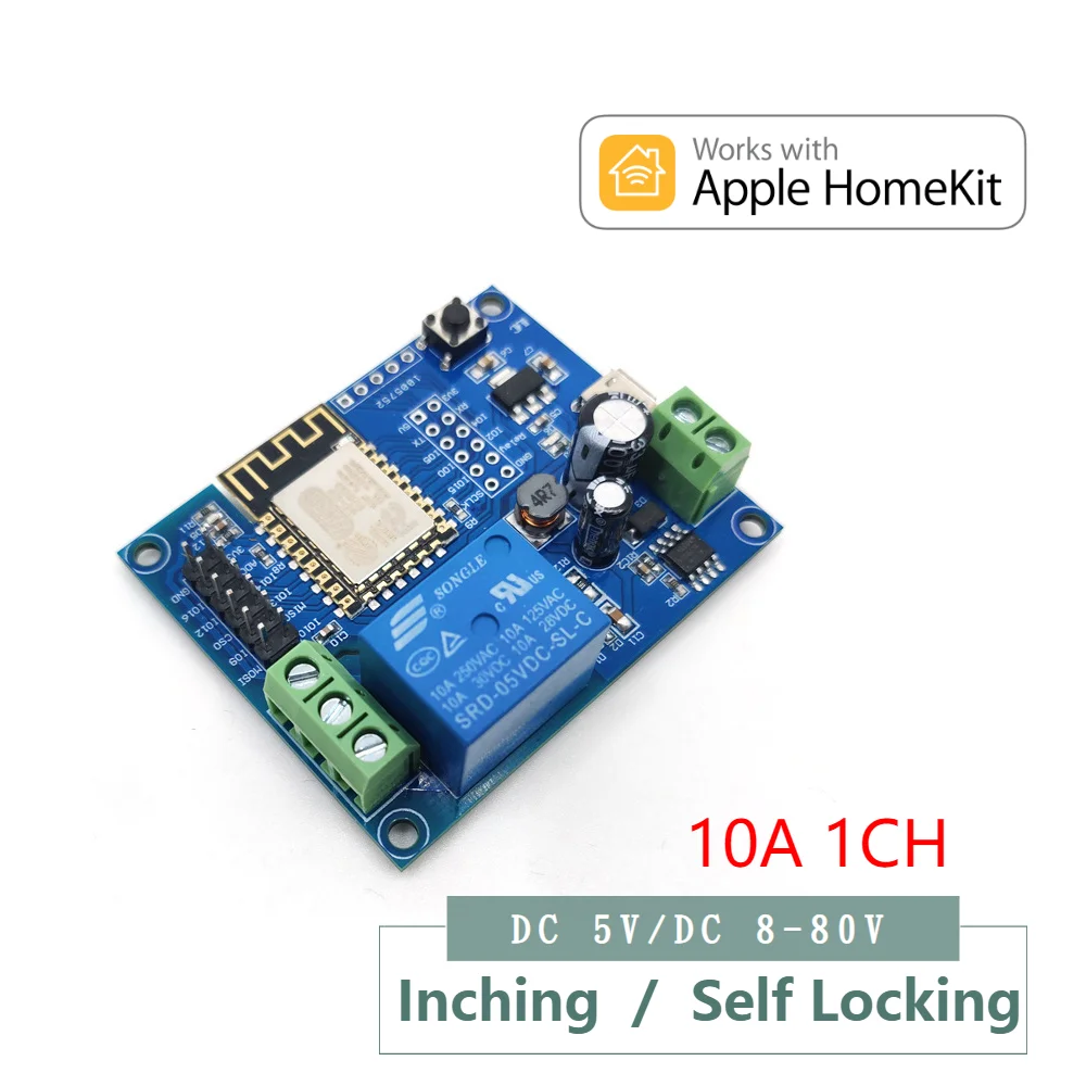 Релейный модуль Homekit, Wi-Fi переключатель, самоблокировка, управление входом в гараж, 5 В, 12 В, 8 в, 80 В постоянного тока