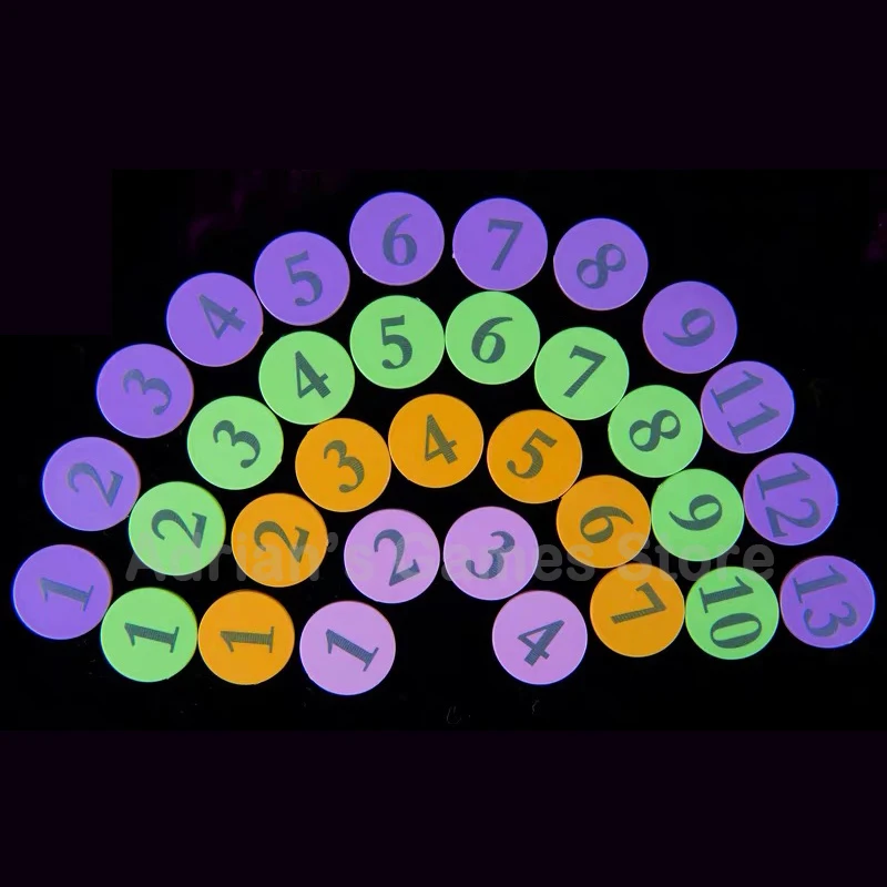 От 1 до 100 номиналов 25 мм 8 цветов Пластиковые покерные фишки Набор круглых цифр |