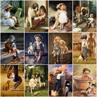5D алмазная живопись для маленьких мальчиков и собак, полноразмерная Алмазная вышивка своими руками, Набор для вышивки крестиком, мозаика стразы, украшение для дома