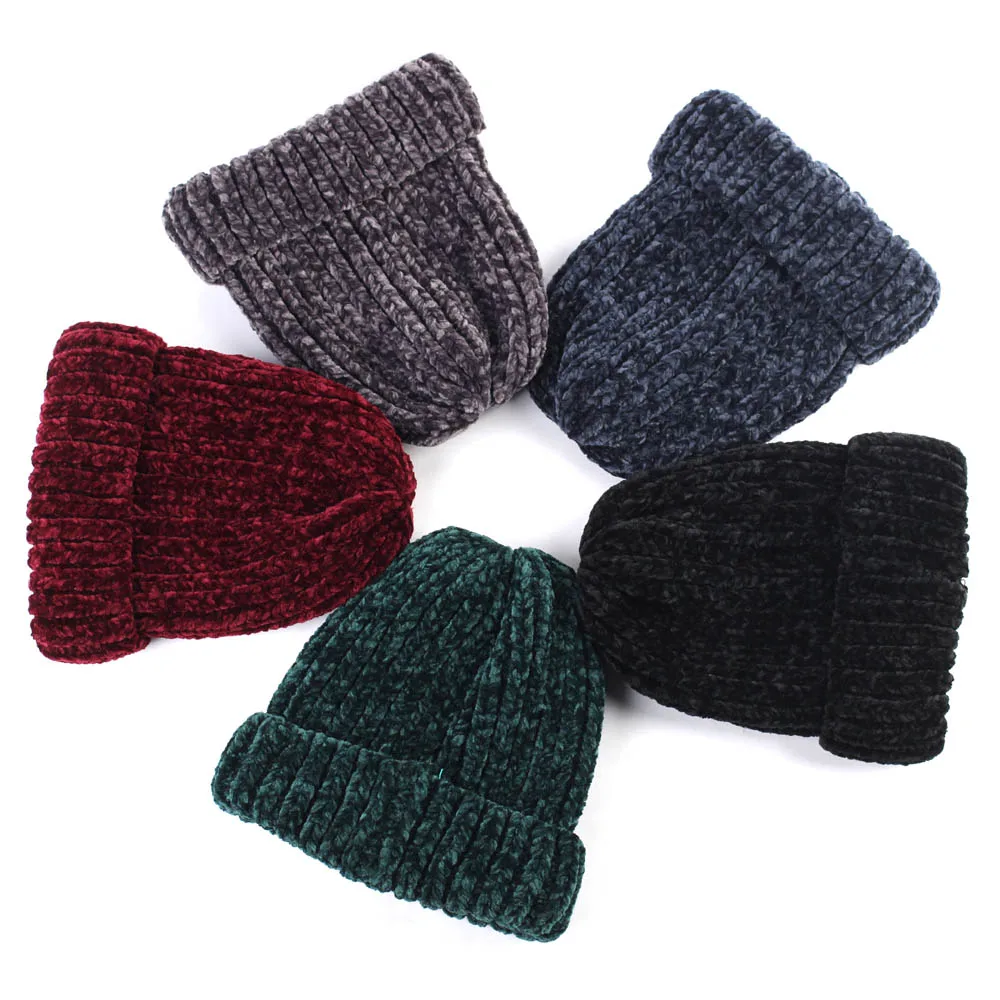 

Geebro 2021 женская зимняя теплая вязаная шапка Новинка смешанных цветов вязаная крючком шапка ручной работы для женщин грубые толстые шапочки ...